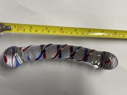 8A - GLASS DONG - BLUE AND RED STRIPES - XAP77-3