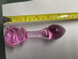 8A - GLASS PINK ROSE BUTT PLUG - XAP42**