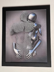 SILVER METAL COUPLE EMBRACE - S-SMCE-5848*