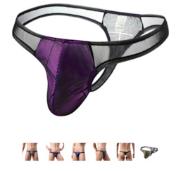 S - THONG - PATCHWORK - PURPLE/BLACK - XXL  - SJ-MEN-PBKXXL**