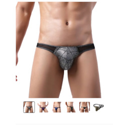 S - THONG - PATCHWORK - SILVER/BLACK - XL  - SJ-MEN-SBKXL**