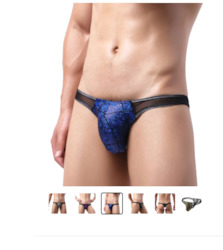 S - THONG - PATCHWORK - BLUE/BLACK - XXL  - SJ-MEN-BLBKXXL**