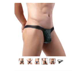 S - THONG - PATCHWORK - GREEN/BLACK - XL  - SJ-MEN-GRBKXL**