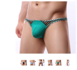 S - THONG - FISHNET SIDES - GREEN - SIZE XXL - SJ-M-ASST**