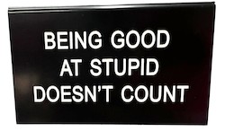 S - DESK SIGN - STUPID DOES COUNT - 186911**