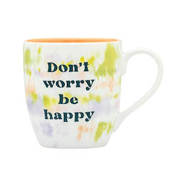 7B - LARGE MUG 500ML  - BLURRED DON'T WORRY BE HAPPY TIE DYE MUG - 115009**