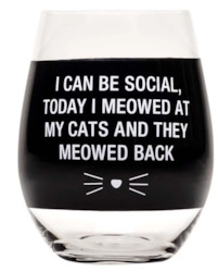 7B - HAND PAINTED WINE GLASS - MEOWED BACK.... - 125156**