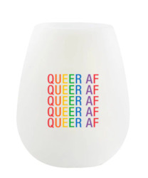 7B - SILICONE WINE GLASS - QUEER AF - 129564**