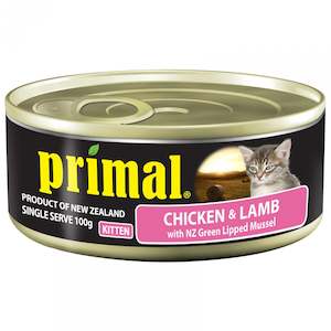 Animal - live: Primal Chicken & Lamb Wet Kitten Food 100g