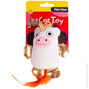 Pet One Cat Toy - Plush MooNicorn With Feather 10.5cm