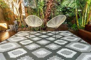 Outdoor Rug - Positano Grey And White