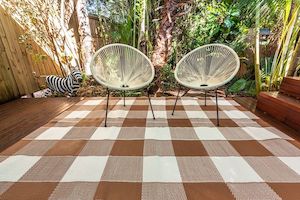 2 Person Tent: Outdoor Rug - Checkmate Beige/Brown