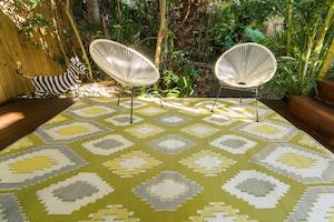 Outdoor Rug - Positano Yellow White And Grey