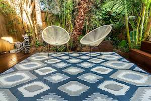 Outdoor Rug - Positano Blue White And Grey