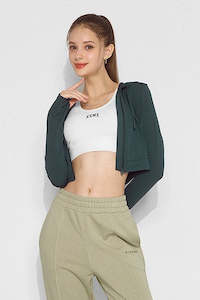 Clothing: Slim Fit Crop Hood Zip-Up_Attention Green