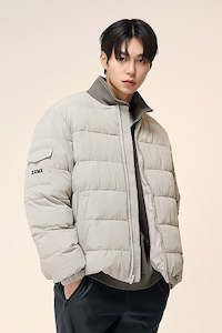 Neckless Simple Lightweight Padded Jacket_Beige