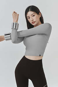 Feather Crop Top_Coaling Gray