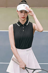 Pique Collar Sleeveless_Black