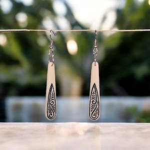 Internet only: Bone Drop Earrings with Black Stain