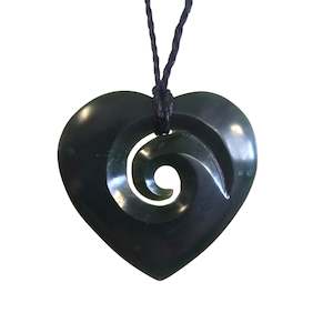 Pounamu Closed Koru Heart Pendant