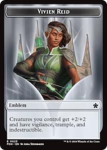 Emblem - Vivien Reid // Elf Warrior Double-Sided Token [Foundations Tokens]