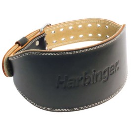 Harbinger 6 Inch Padded Leather Lifting Belt Black