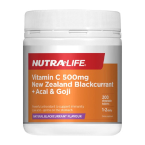 Nutra-Life Vitamin C 500mg NZ Blackcurrant + Acai And Goji