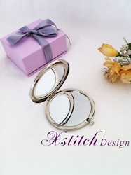 Cross Stitch Silver Compact Mirror