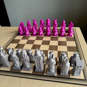 3d Prints 1: Viking Chess pieces purple/silver