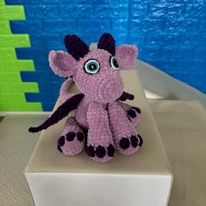 Crochet Plushies And Stuffed Animals: Hand Crocheted Dragon Plushie Purple (larger size)