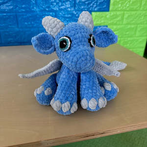 Hand Crocheted Dragon Plushie Blue (larger size)