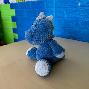 Crochet Plushies And Stuffed Animals: Crochet Stegosaurus Plushie denim blue