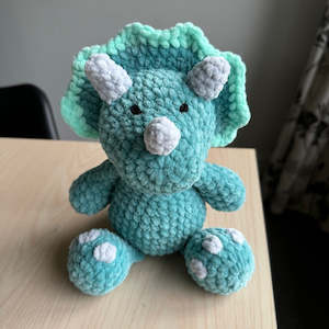 Hand made Triceratops Plushie Green