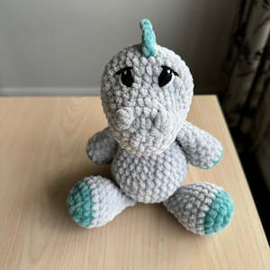 Crochet Stegosaurus Plushie grey/green