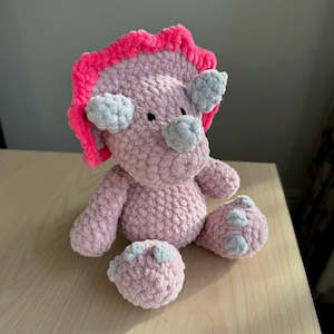 Crochet Plushies And Stuffed Animals: Triceratops Plushie pink