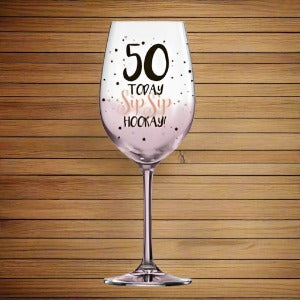 50 PINK SIP SIP HOORAY WINE GLASS 430ML