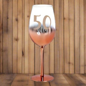 50 ROSE GOLD OMBRE WINE GLASS 430ML