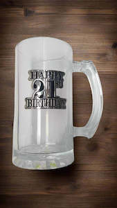 21st Badge Straight Stein Glass