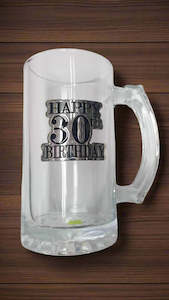 30th Badge Straight Stein Glass