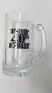 40th Badge Straight Stein Glass