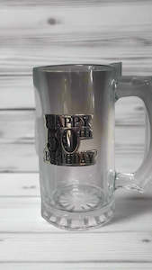 50th Badge Straight Stein Glass