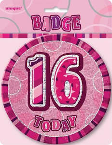 Glitz Pink Birthday Badge - 16