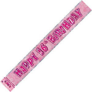 Glitz Pink 16th Birthday Foil Banner