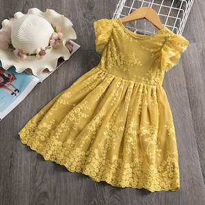 Infant clothing: Kid/Toddler Girl Embroidery Yellow Princess Party Dress