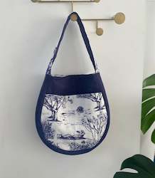 100% Linen Round Bottom Bag âBlue Wonderâ