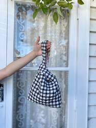 Black & White Gingham Reversible Knot Bag