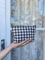 Black and White gingham makeup pouch(small)