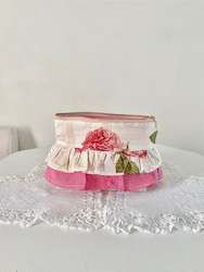 Pink frilled essential pouch