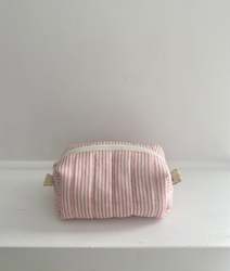 Quilted Pink Stripe Makeup Pouch (small)