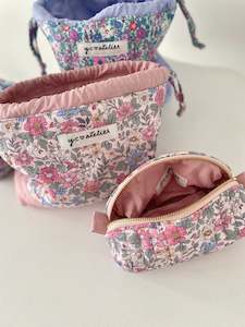 Small Drawstring Bag and Makeup Pouch Duo(Pink)